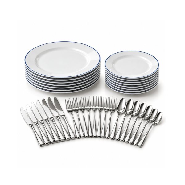 Pack assiettes & couverts Halavi — 8 personnes — location The Private